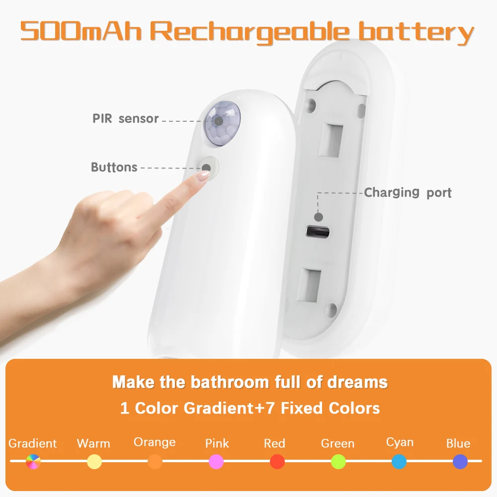 Smart Toliet Light, 7Color Changing Motion Sensor Lamp, Gradient RGB Led Toilet Lights, For Washroom, Commode, Night_maomaolike.com