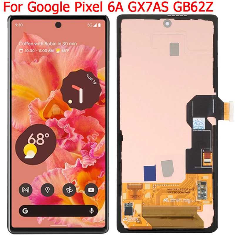 

Для Google Pixel 6A ЖК-дисплей с рамкой, сенсорный экран, дигитайзер 6,1 "Google Pixel 6A GX7AS GB62Z G1AZG GB17L LCD