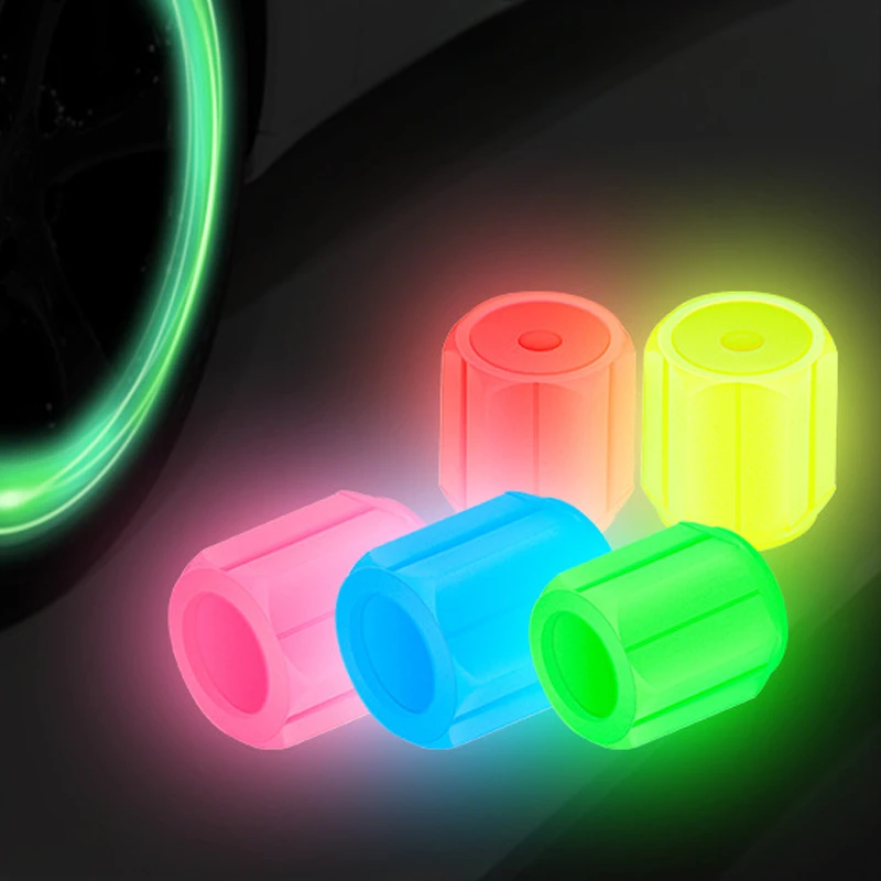 4pcs 6 Colors Luminous Tire Valve Caps Car Motorcycle Glowing Valve Cover Tire Valve Caps Car Accessories  Auto Accessoires