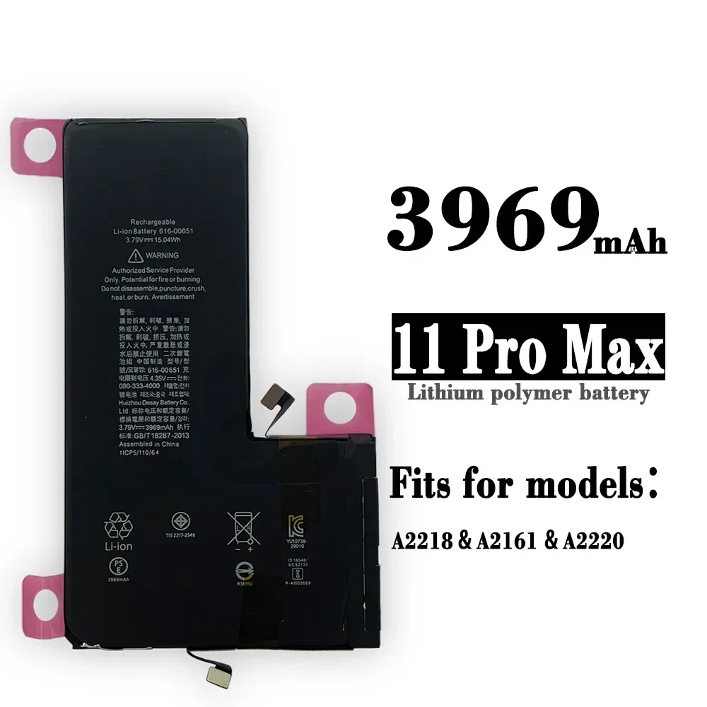 11 Pro Max Replacement Battery For IPhone 3969mAh Mobile Phone A2218 A2161 A2220 High Quality Bateria Latest Batteries