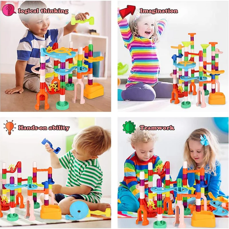 Ensemble de blocs de construction de piste de catapulte à billes, perles coulissantes, jouets IkRace, cadeau pour enfants