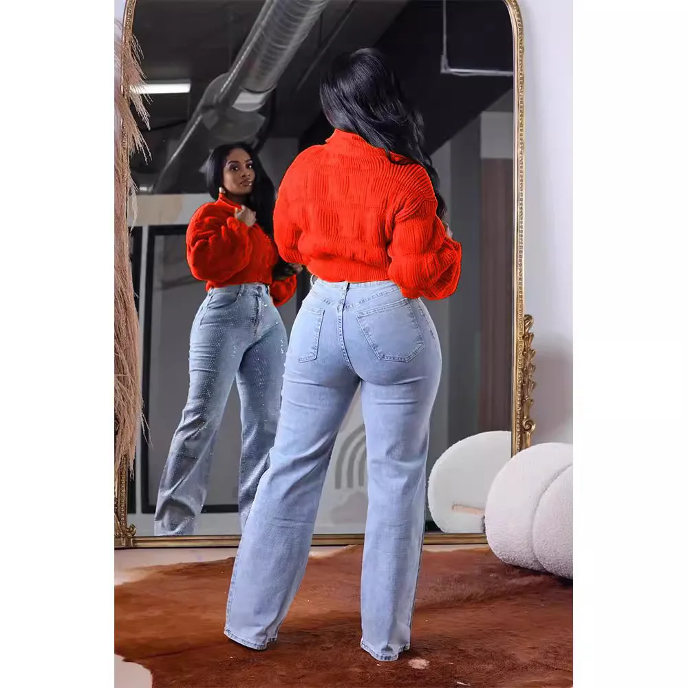 سترة نسائية عصرية قصيرة بدون أكمام فضفاضة بأكمام جذر اللوتس وسحاب وياقة عالية سترة كاجوال أنيقة #5