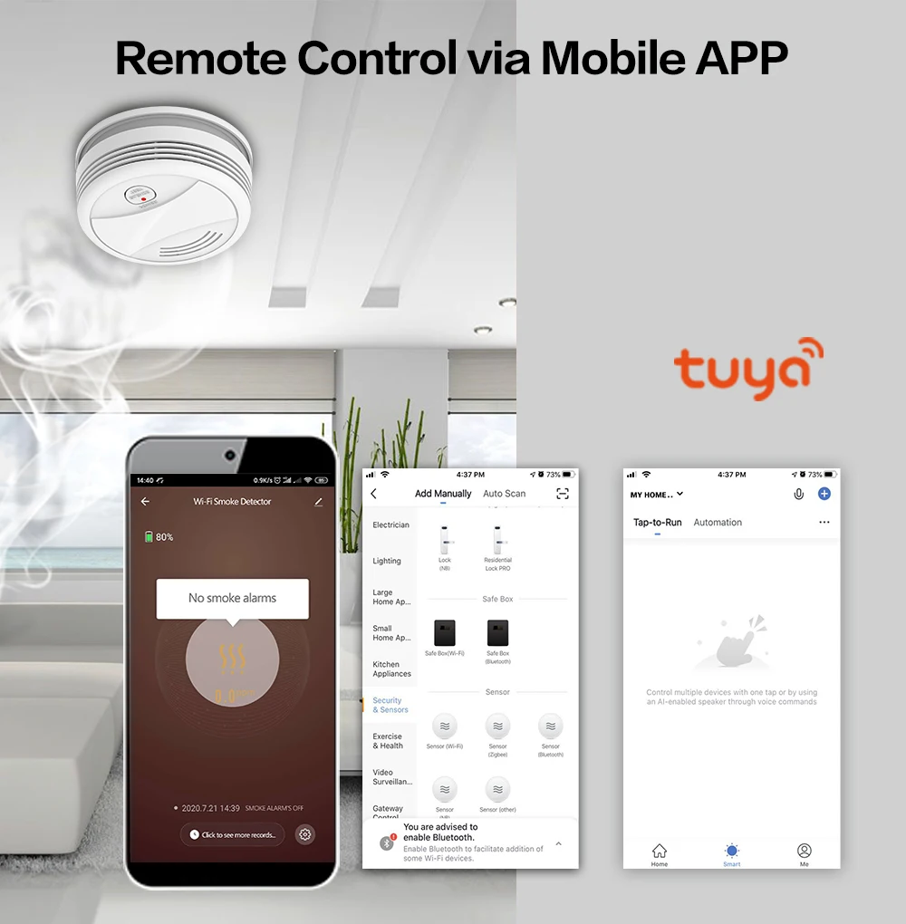Independent Smoke Detector Sensor Fire Alarm Home Security System Firefighters Work With Tuya WiFi Smoke Alarm Fire Protection