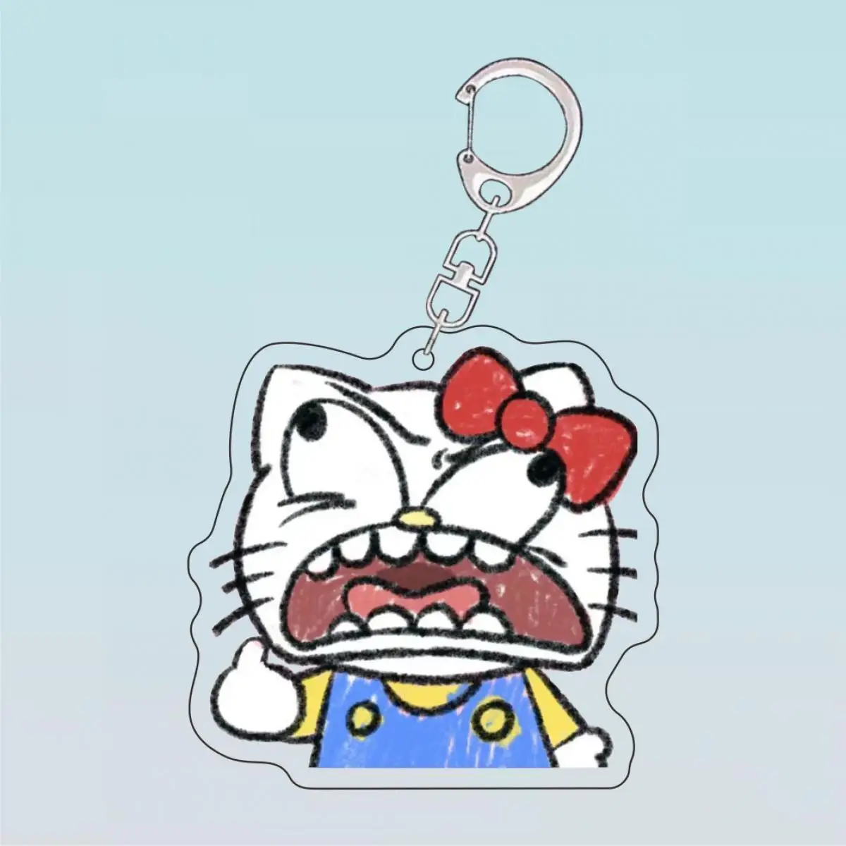 

Hellokitty Acrylic Keychain Funny Art Style Irritable Kitten Expressions Cute Pattern Bagpack Keying Decoration Collectibles