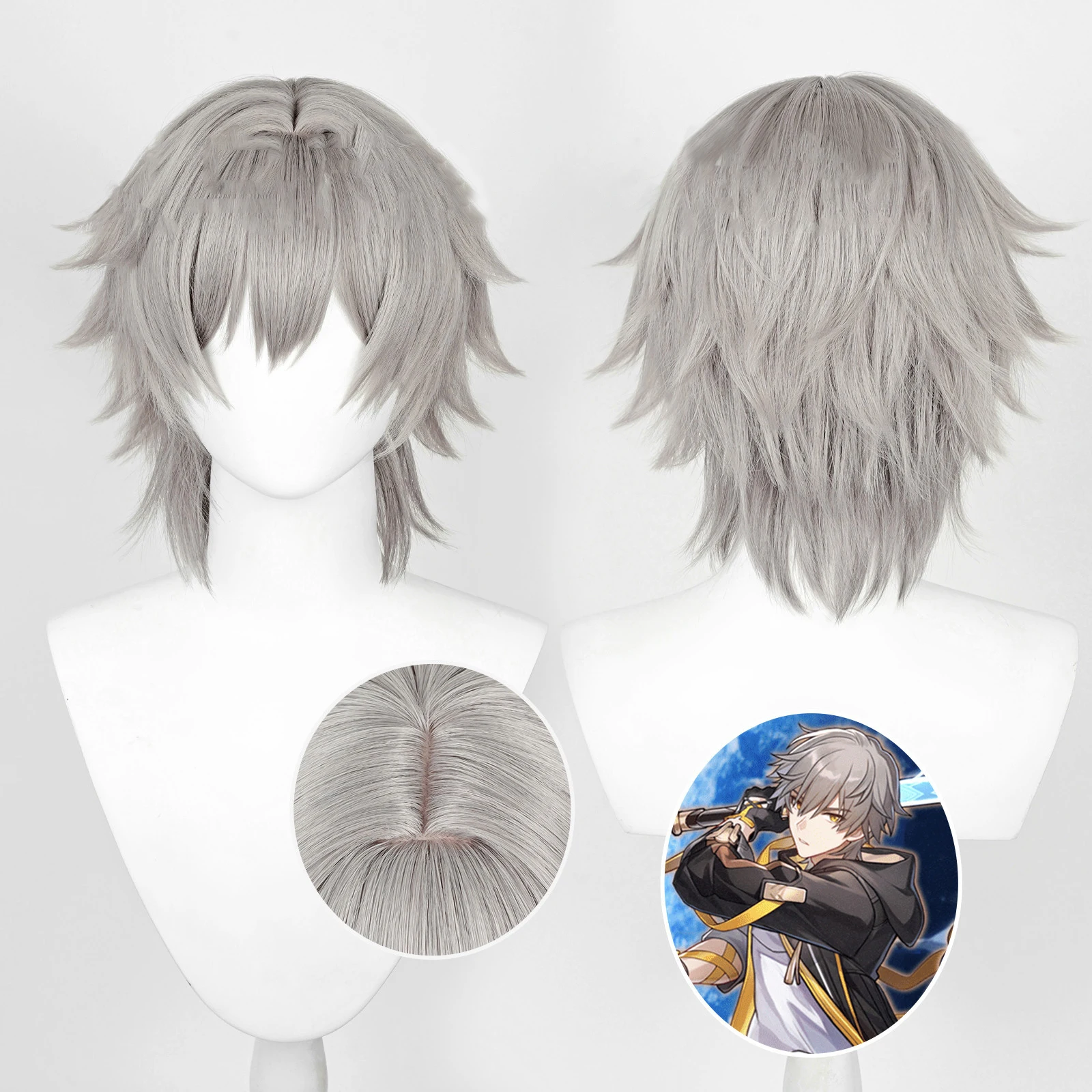 Game Honkai Star Rail Trailblazer Cosplay Wig Gray Heat Resistant Synthetic Wigs for Halloween Costume Party Role Play Wig Cap