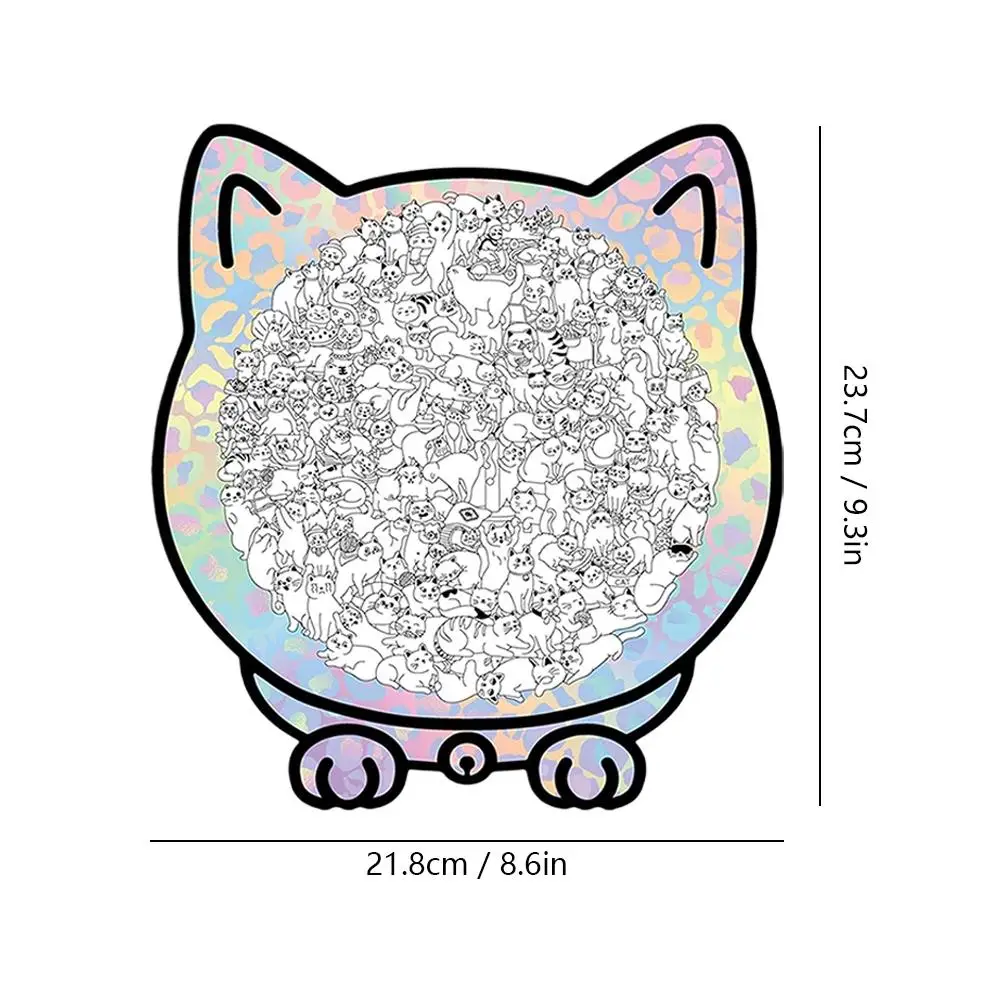 135 قطعة ملونة على شكل قطة خشبية لغز القط الألغاز ديكور سطح المكتب زخرفة الإبداعية القط الأذن تصميم الإطار الهدايا