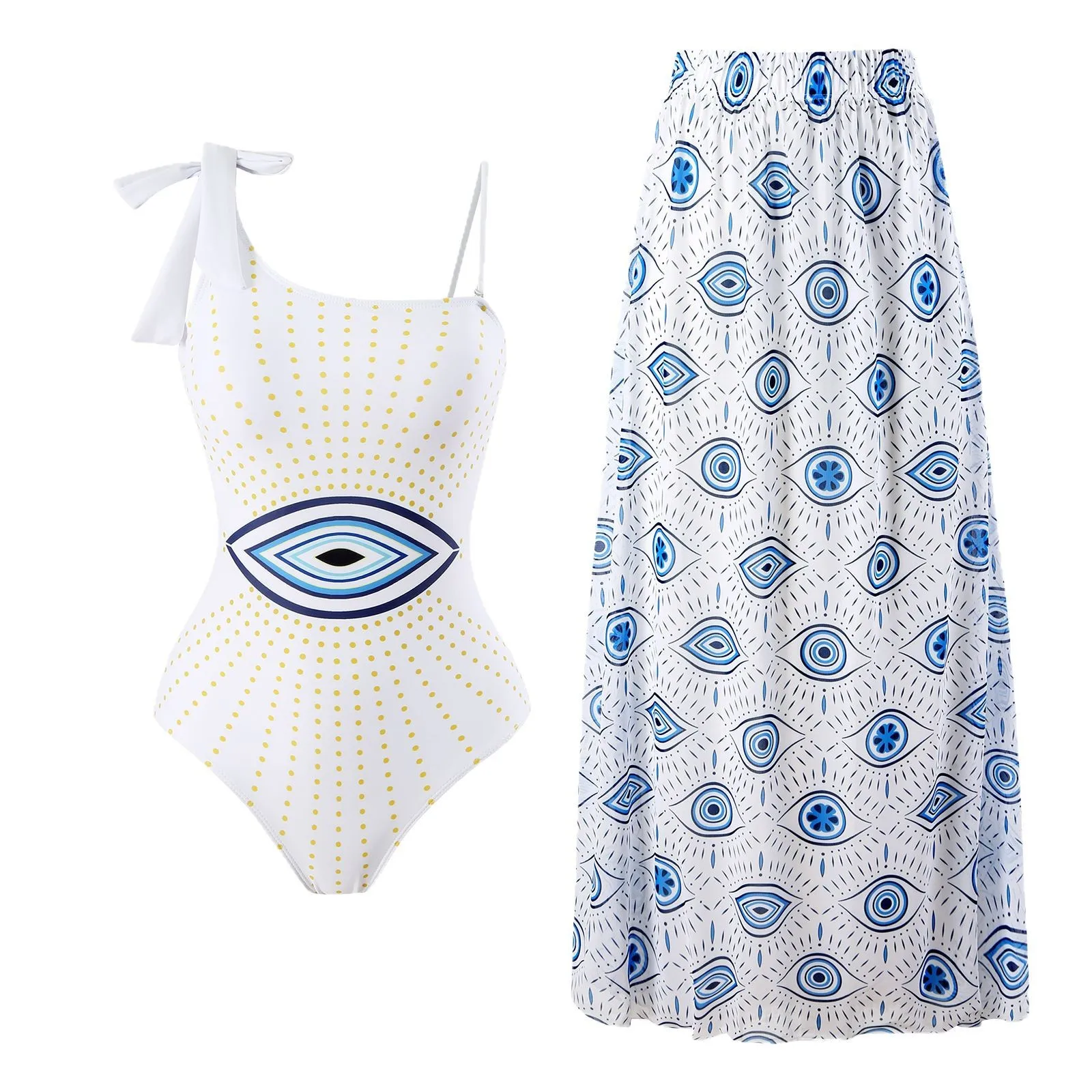 بيكيني جديد مثير لعام 2025 قطعة واحدة ملابس سباحة شبكية مستديرة بكتف واحد ملابس سباحة عصرية على الشاطئ تجمع البطن المحافظ cov