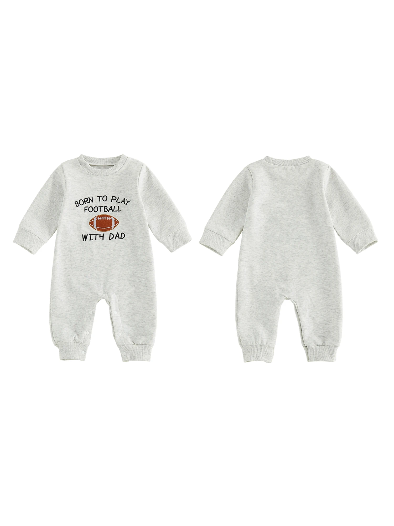 

Infant Boy Autumn Romper Soccer Logo Stitching Extended Sleeve Circular Neck Full-Length Suit