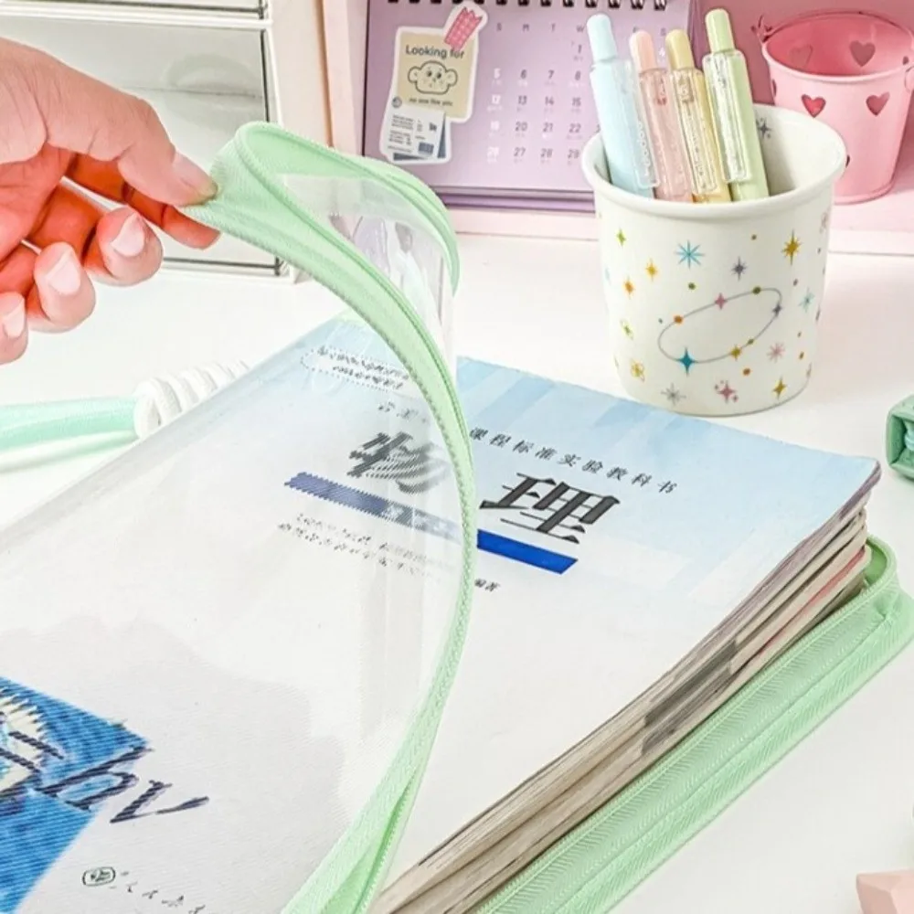 New Macaron Style File Organizer Bag Large Capacity Waterproof Portfolio Bag Zippered Closure Test Paper Bags Student Use