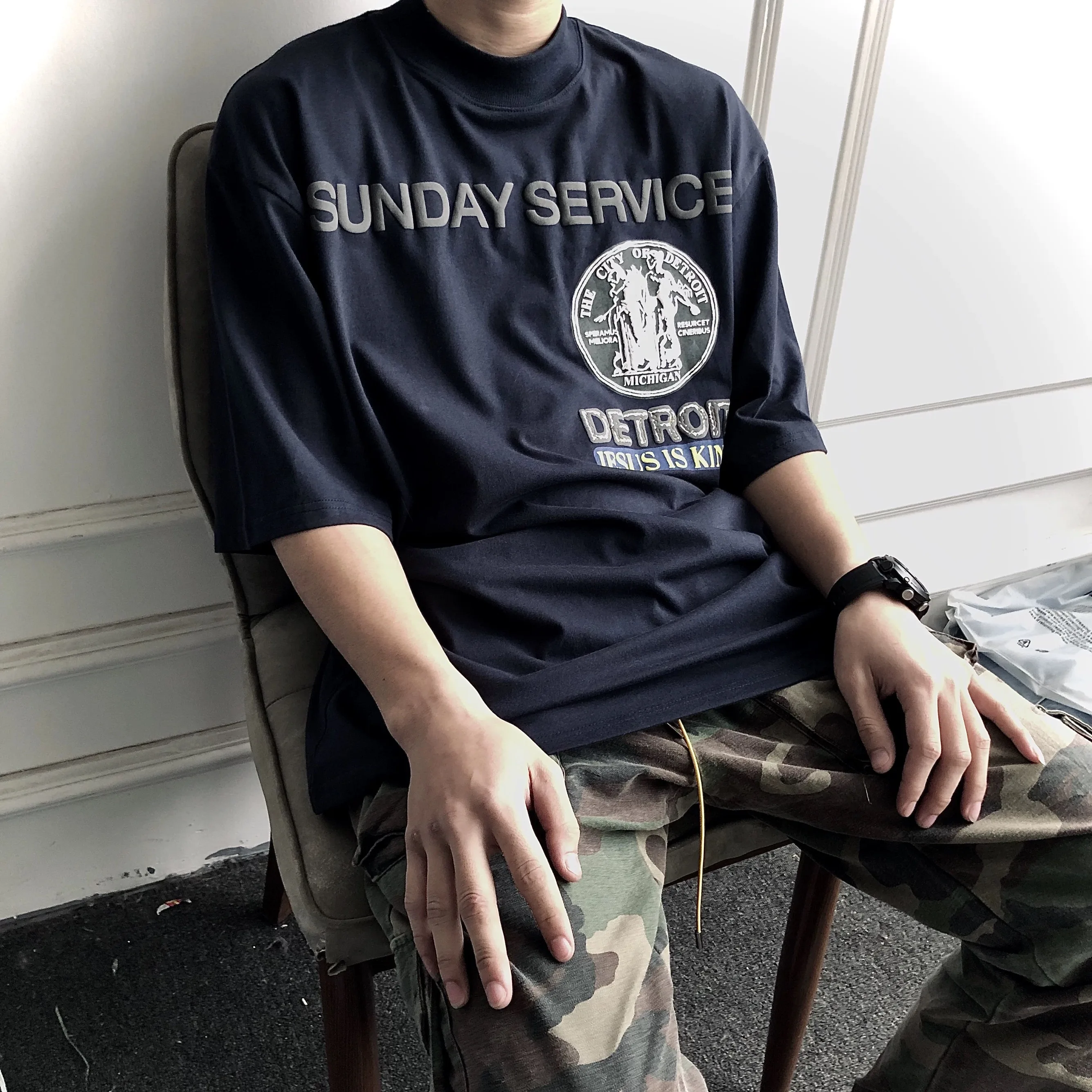 2026 Best Version 1:1 Kanye West SUNDAY SERVICE Foam Printing Women Men T shirt tees Men Casual American-style RetroTop