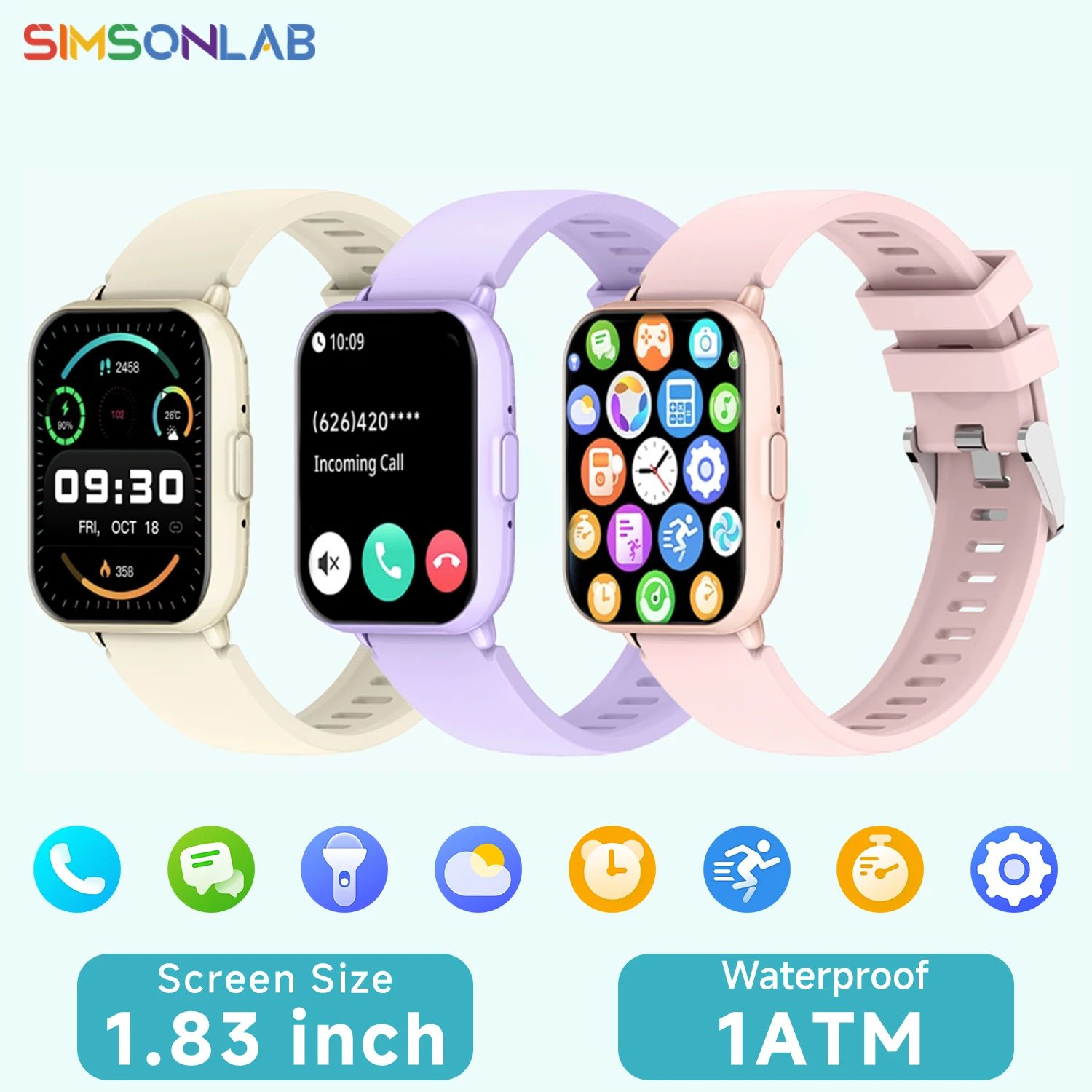 

New Smart Watch Multi-Sport Modes Blood Pressure Sleep Calories Monitor 1.83"HD Screen Bluetooth Call Waterproof Men Woman Kids