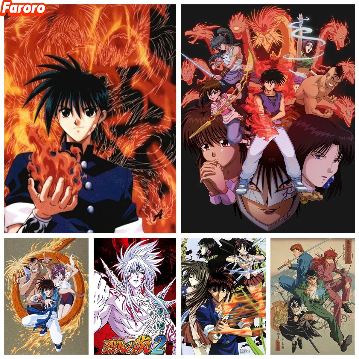 Flame of Recca Classic Anime 5D Diamond Painting Hanabishi Recca DIY Diamond Embroidery Home Wall Decor Anime Merchandise