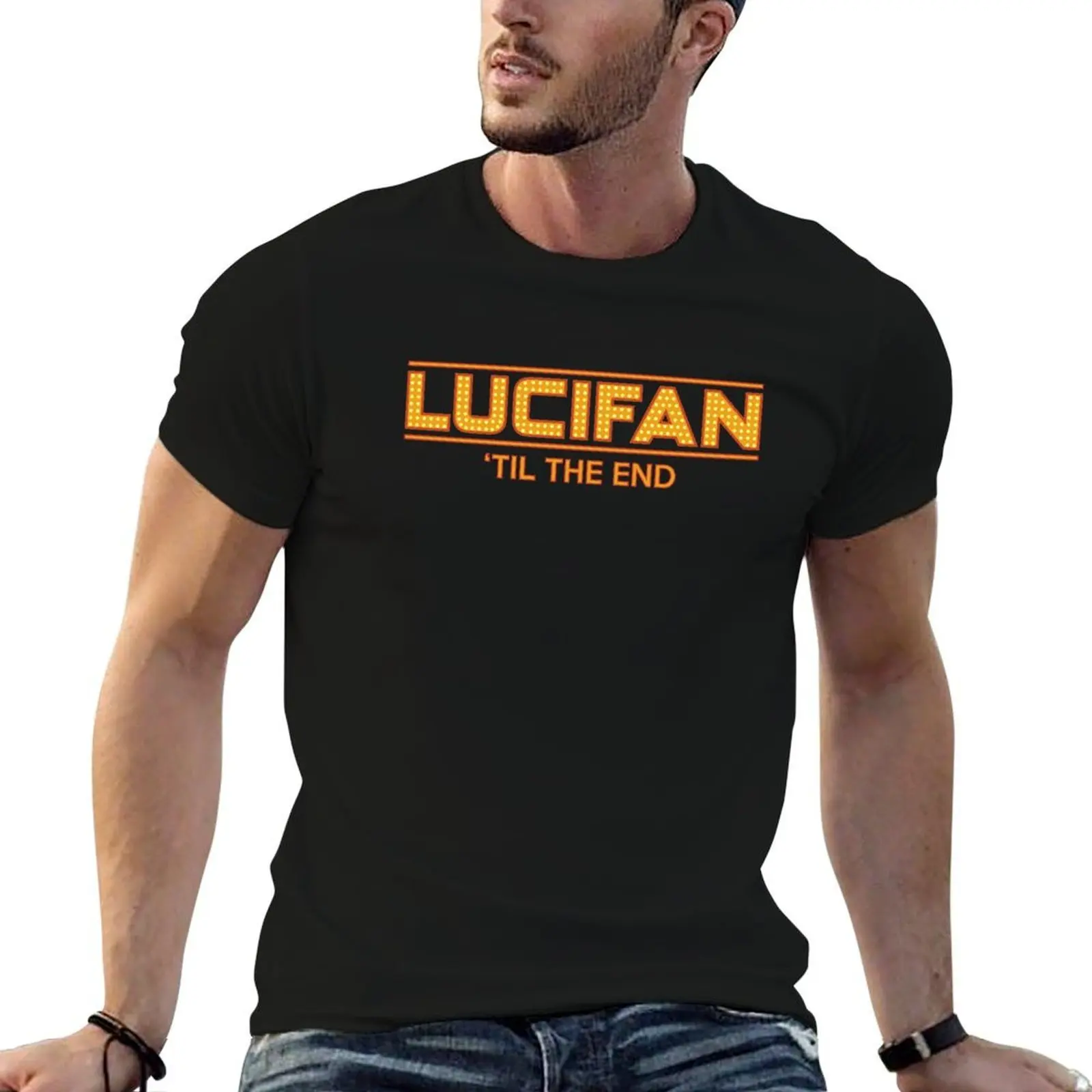 Футболка Lucifan 'Til The End' с принтом для мужчин, базовая футболка для мужчин, футболка из 100% хлопка