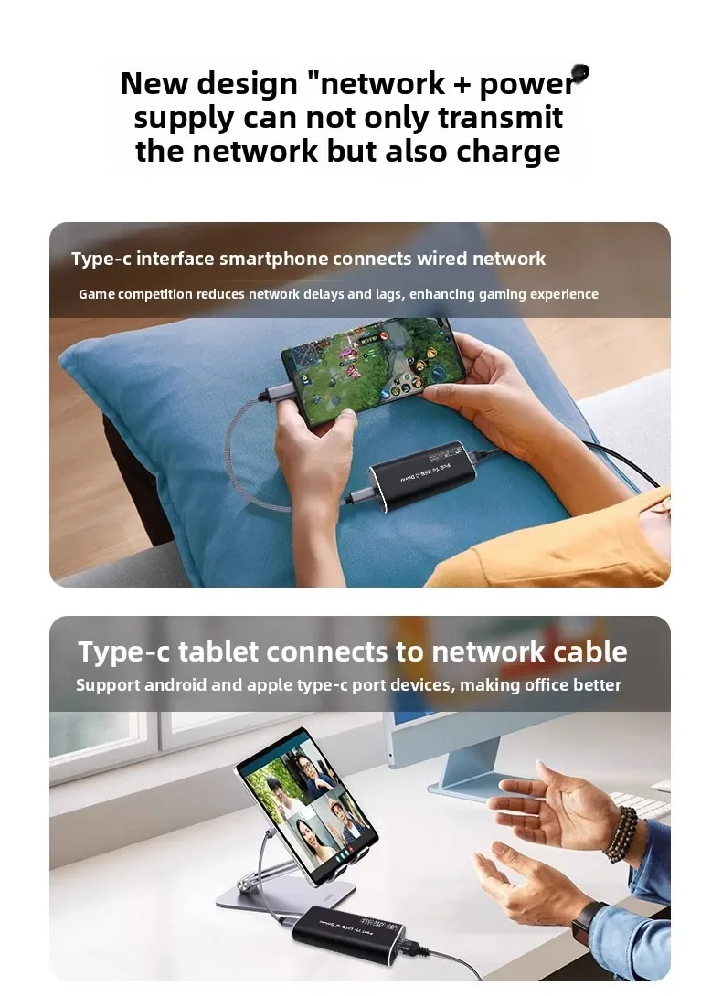 10/100Mbps محول إيثرنت USB2.0 نوع C إلى RJ45 بطاقة الشبكة السلكية إيثرنت جيجابت محول Lan Card Hub