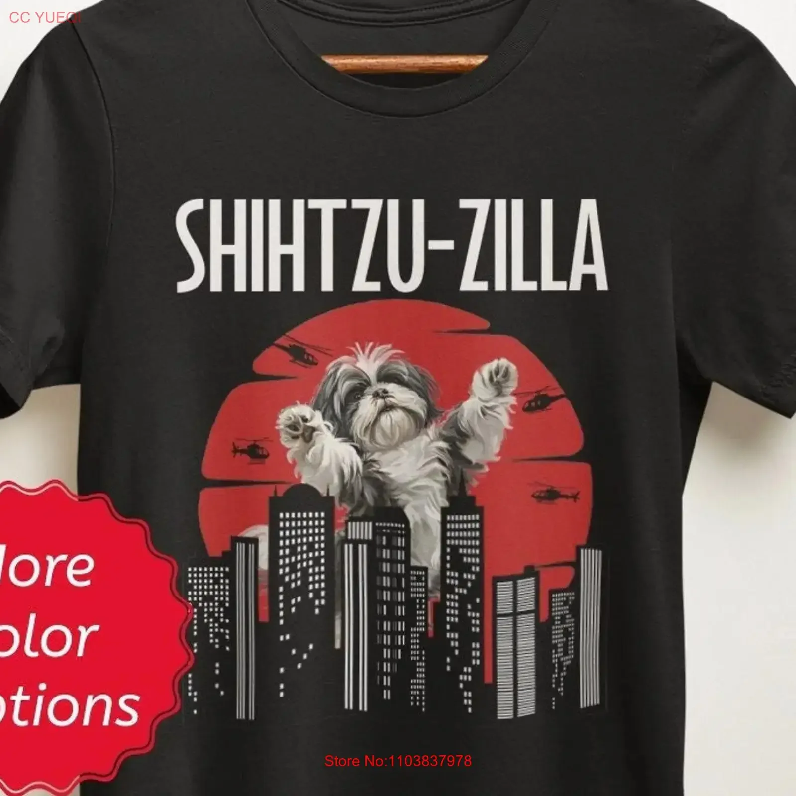 Divertida camiseta Shih Tzu Shihtzu Zilla Lover s Meme regalos únicos para entusiastas del propietario vintage lavado Unisex suave ligeramente
