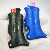 Plastic Lighter Sleeve Case with Tamper Stainless Steel Poker Black Blue Lighter Case