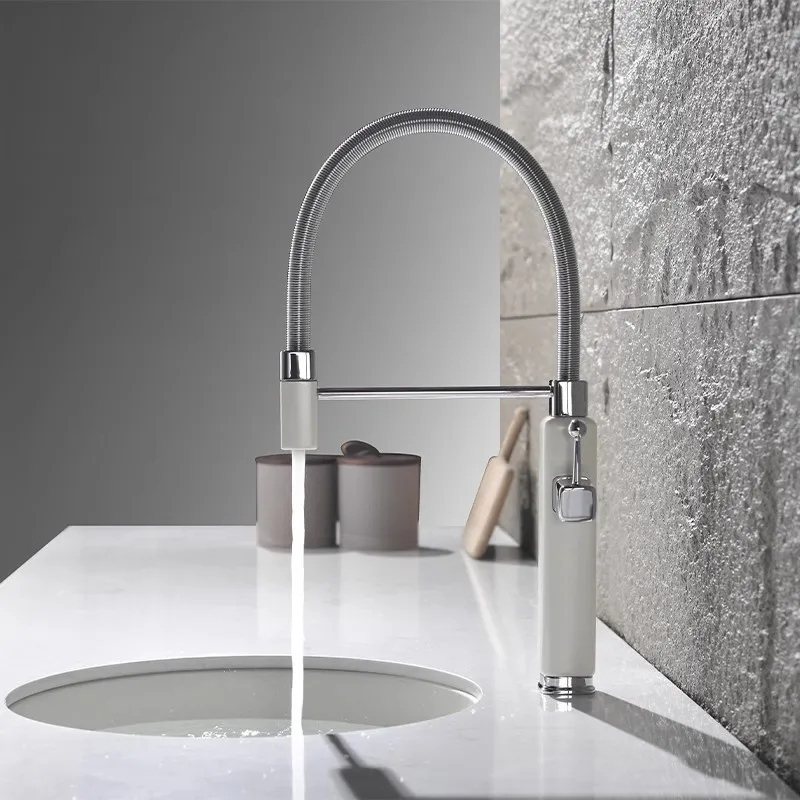 

Rotatable Kitchen Faucet Cold And Hot Stretchable Pull Out Spout Kitchen Sink Faucet
