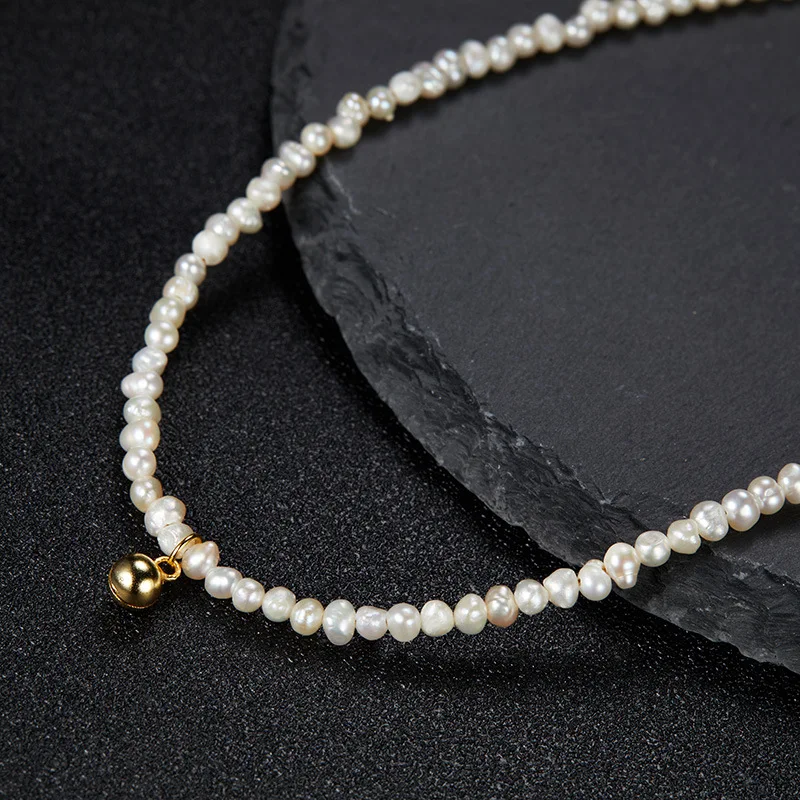 

Korean Style Natural Freshwater Pearlss925Pure Silver Necklace Pendant for WomeninsFashionable Light Luxury Versatile Collarbone