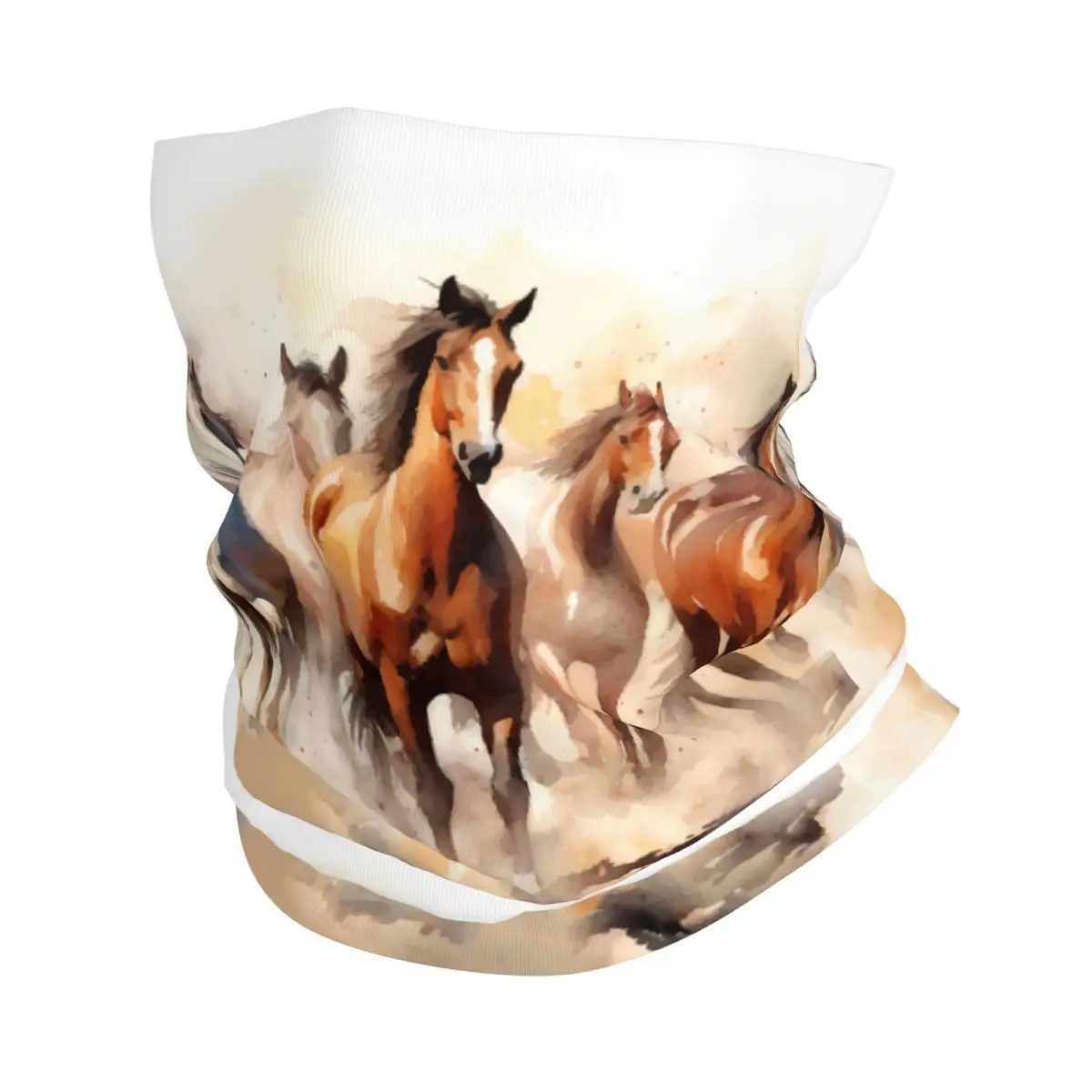 Herd White Brown Horses Galloping Horses Headband Neck Warmer Men Ski Running Tube Scarf Medical Nurse Face Bandana Gaiter