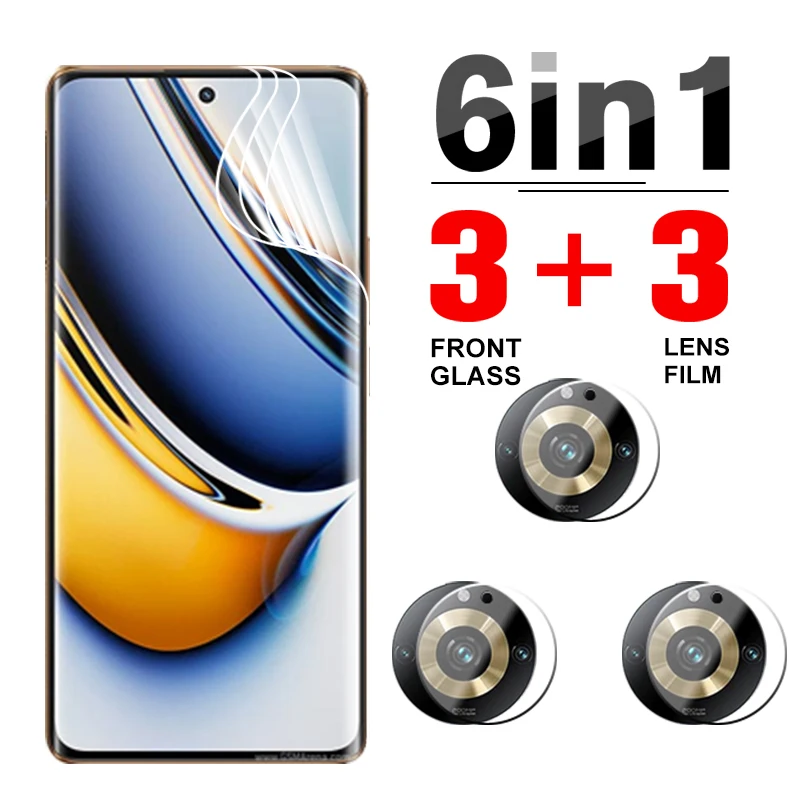 6in1 Hydrogel Film For Realme 11 Pro+ Full Cover Front Soft Film Realmi 11 Pro Plus Realme11 11Pro Camera Lens Screen Protector