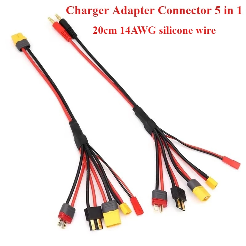 1/3/5Pcs XT60/4.0mm Banana Plug to XT30 XT60 TRX JST T Plug 5 In 1 Charger Adapter Connector for RC Car Drone SKYRC HOTA ISDT