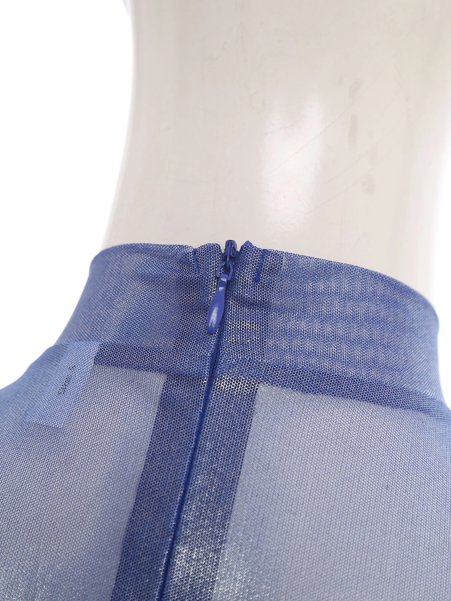 فستان لانجيري نسائي شفاف لامع شفاف من خلال فستان قصير لامع بدون أكمام وسحاب خلفي مع قفازات طويلة #5