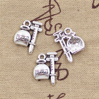 15pcs Charms Injector Medicine Doctor 18x14mm Antique Silver Color Pendants Making DIY Handmade Tibetan Finding Jewelry