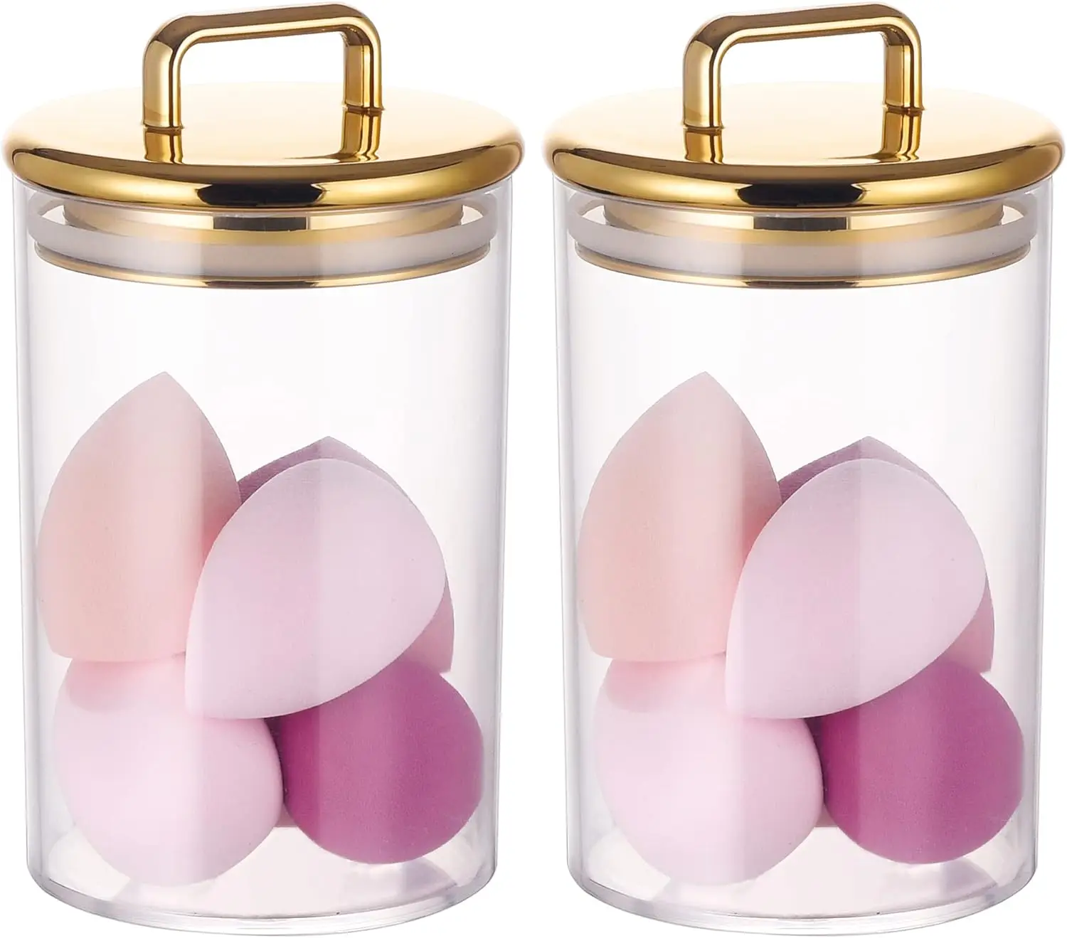 

2 Pack 24 oz Acrylic Apothecary Jar with Gold Airtight Lid for Bathroom Vanity Storage