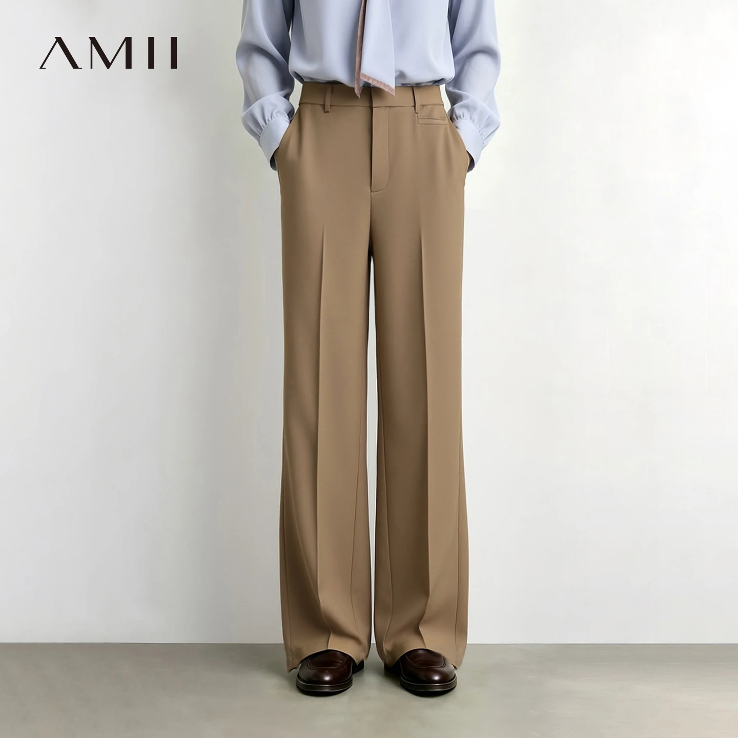 Amii Women's Flare Pants Loose Fit Draped Slim Minimalist Versatile Commuter Trousers for Women Autumn 2026 Clothing 12643118