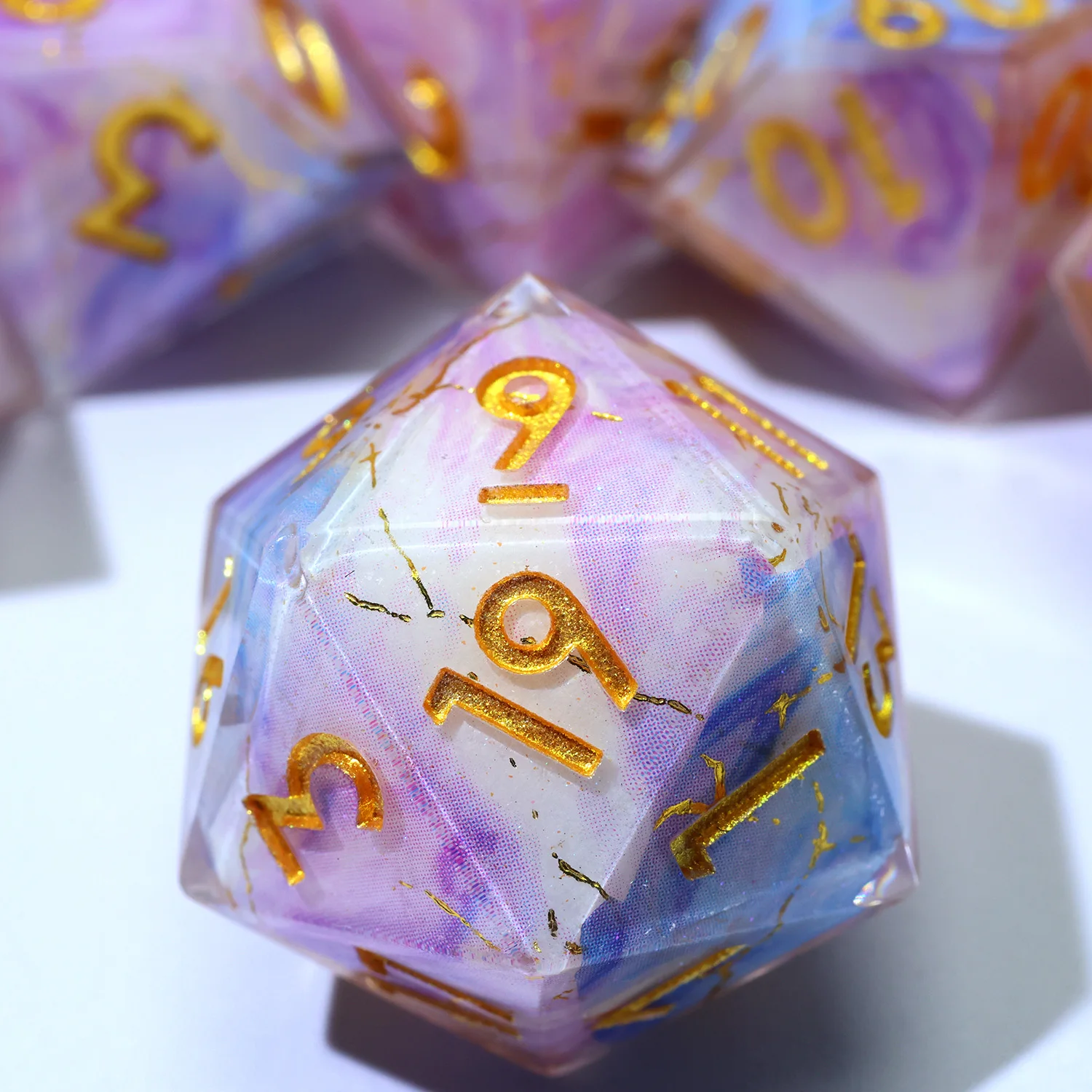 

Enchanted Nebula Full Cover DND Dice-Dual-Color Marble Polyhedral Resin RPG Set for Role Play Tabletop Games-F29