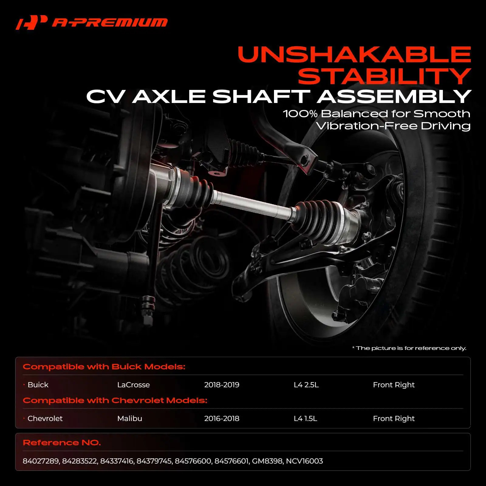 A-Premium Front Passenger Side CV Axle Assembly for Chevrolet Malibu 2016-2018 Buick LaCrosse 2018-2019
