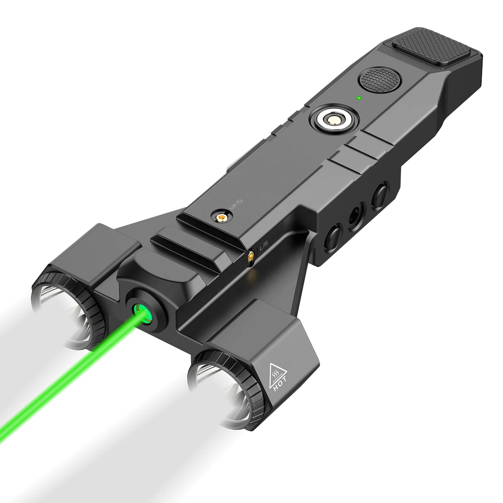 2025 New Dual Lens 1450 Lumen Tactical Flashlight with Green  Beam Combo Slim Design Rechargeable Magnetic Battery-built in