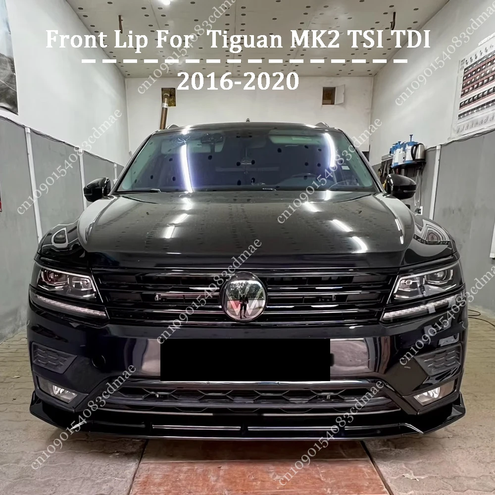 

Для Volkswagen Tiguan MK2 TSI TDI 2016-2020 глянцевый черный передний бампер сплиттер спойлер для губ диффузор защита комплект кузова отделка
