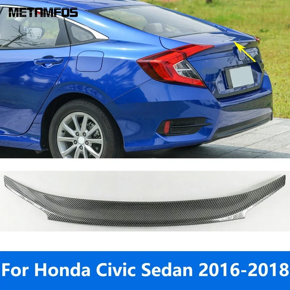 

Для Honda Civic Sedan 2016 2017 2018, углеродное волокно, задняя крыша, багажник, спойлер, хвостовое крыло, отделка губ, наклейка, аксессуары, Стайлинг автомобиля