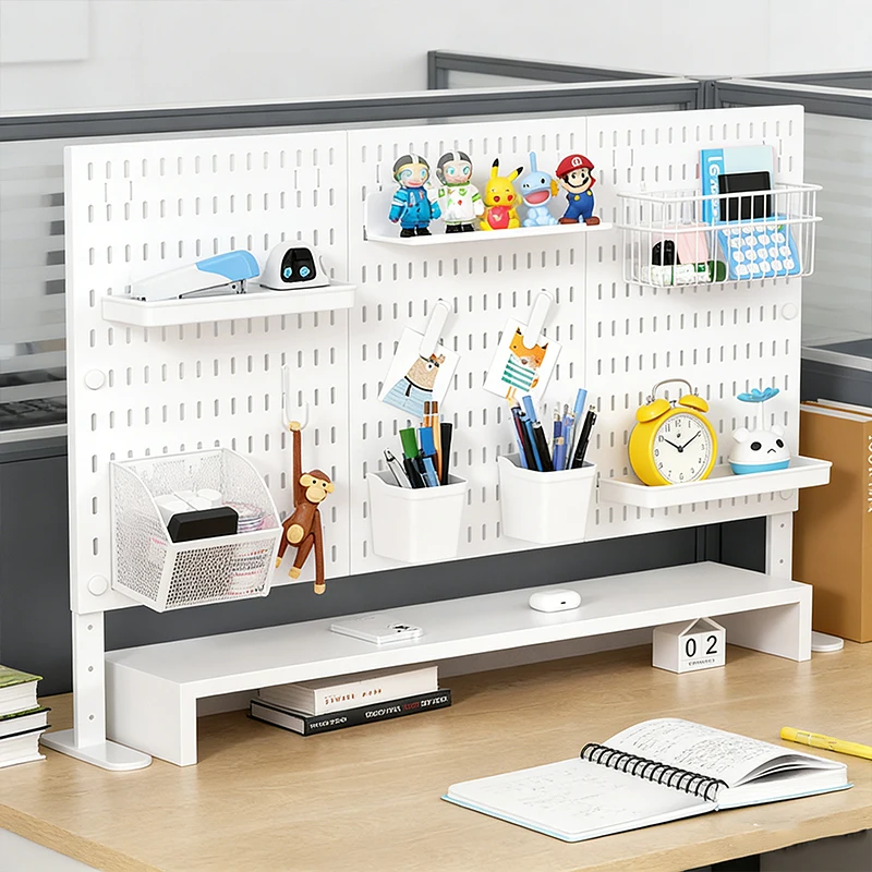 Office Desk Pegboard – Stand or Clamp Mount Options, Reusable Storage Rack Organizes Files, Tools & Stationery