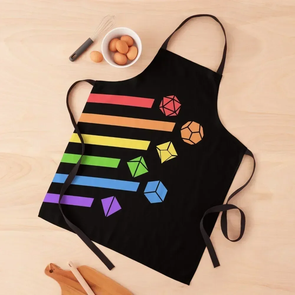 

Rainbow Dice Set Tabletop RPG Gaming Apron Kids Kitchen Household Items Cooking Clothes Professional Barber Apron