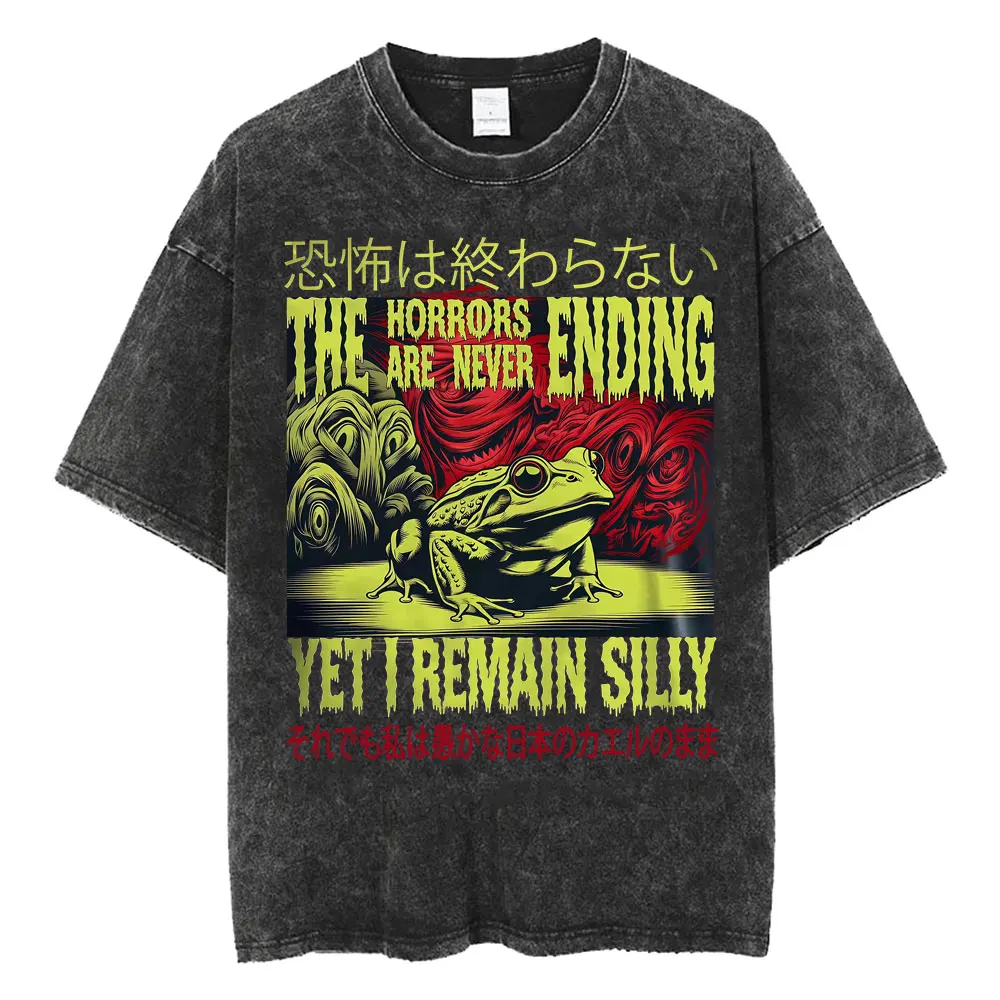 

Футболка с забавным мемом «Мы приговорены к гибели» с изображением паука-тарантула, винтажная, в японском стиле, для мужчин и женщин, модная, оверсайз, с эффектом потертости, уличная одежда