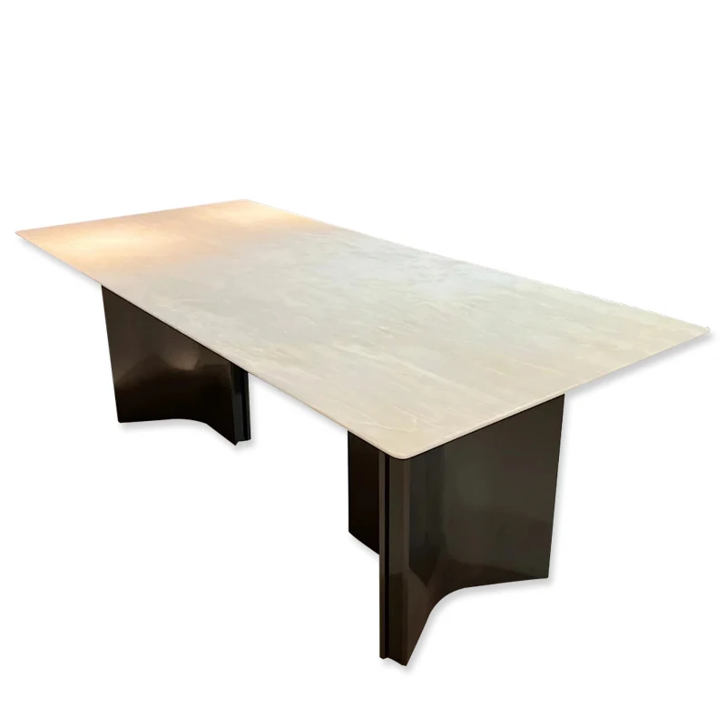 

Imported pure natural light luxury marble dining table rectangular household modern high-end design dining table