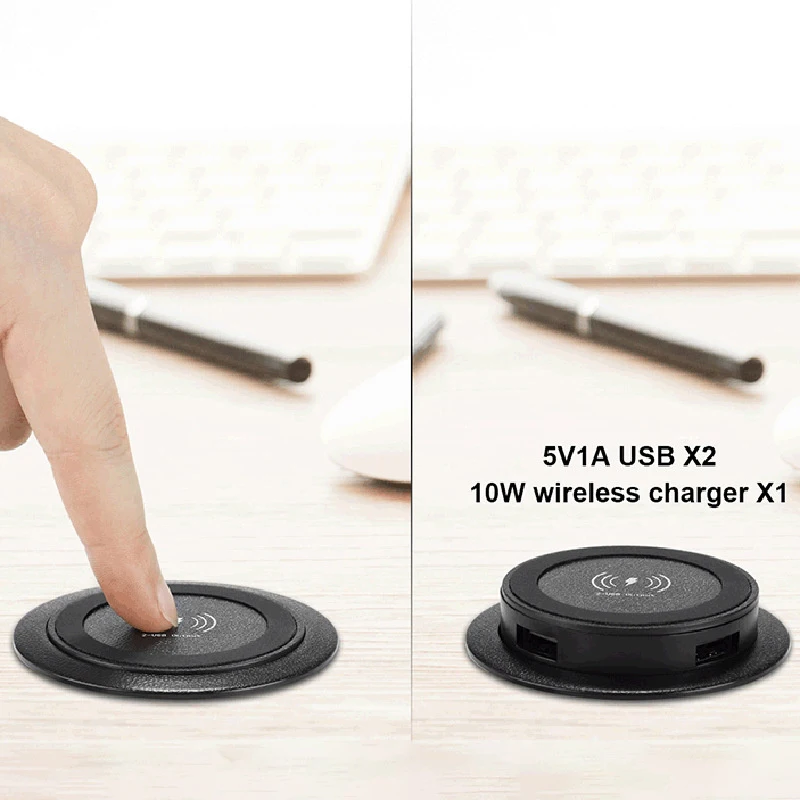 Furniture Inlaid Desktop Lifting Multi-functional Smart QC3.0 Wireless Fast Charging Charger Hub Is Widely Compatible