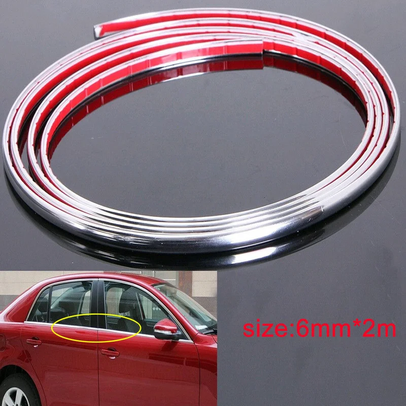 2 Meter 6.5FT Chrome Car Door Edge Strip Protector Auto Moulding Guard Strip Anti Dent Car Decoration Accessories Exterior Parts