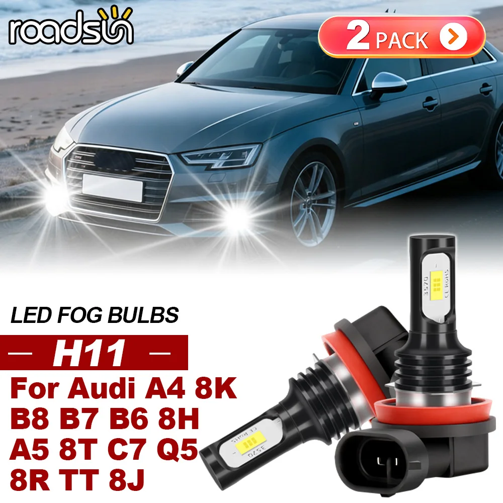 ROADSUN 2 Stück für Audi A4 8K B8 B7 B6 8H A5 8T C7 Q5 8R TT 8J Canbus Auto LED Nebelscheinwerfer Ultra-Nebellampe