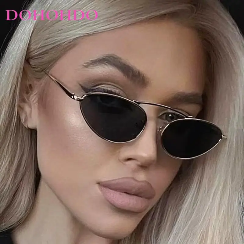

New Small Frame Metal Cat Eye Sunglasses Women Men Fashion Brand Designer Outdoor Fishing Driving Sun Glasses UV400 Gafas De Sol