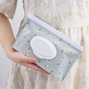 Baby Wet Wipe Pouch, Suporte de toalhetes portáteis, Case Flip Cover, Snap-Strap Reutilizável, Bolsa Cosmética Recarregável, Caixa de Tecido Útil, EVA 6 principais vendas porta toalhitas portátil - №3