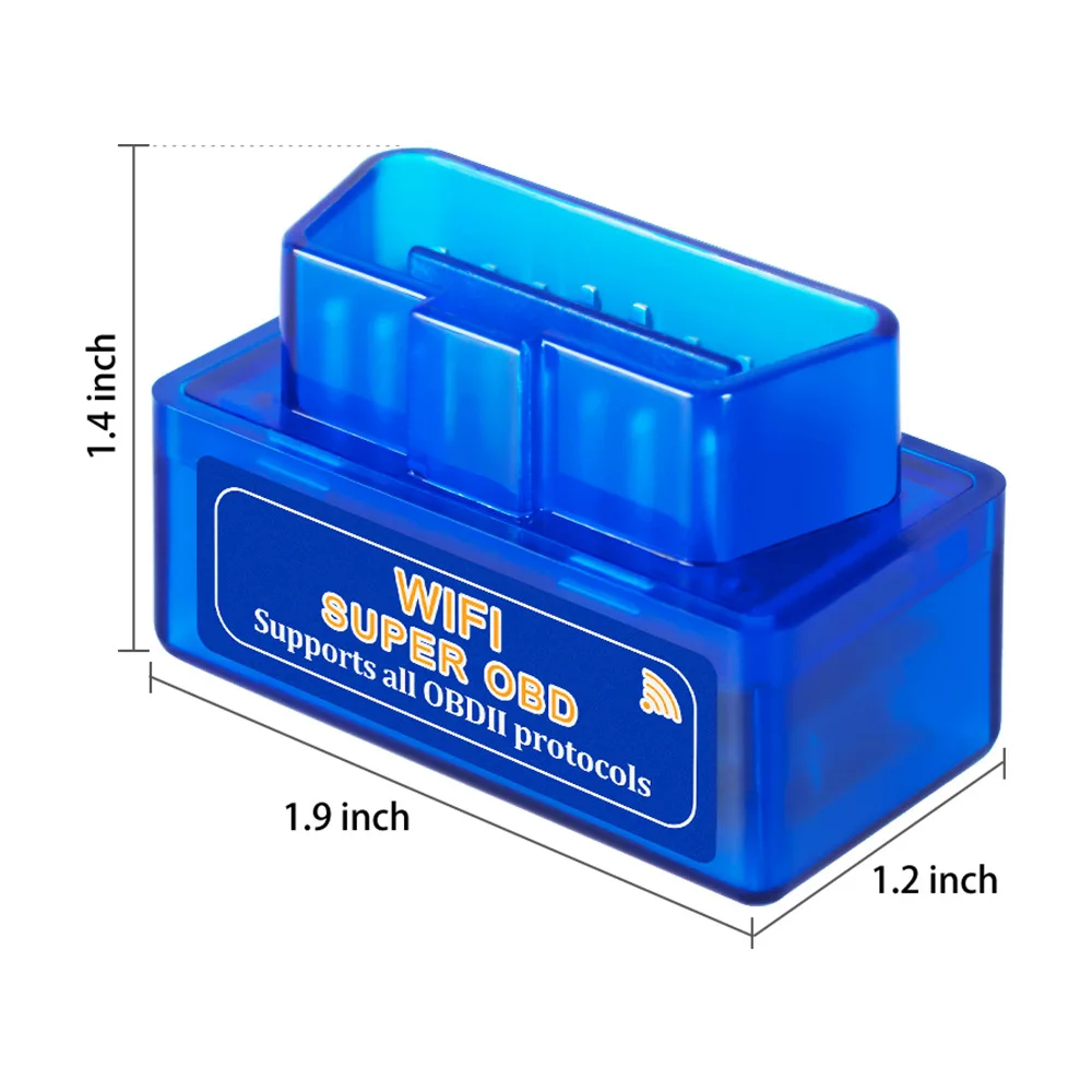 

Мини Wi-Fi OBD2 сканер Super ELM327 V1.5 автомобильный диагностический инструмент для PIC25K80 синий