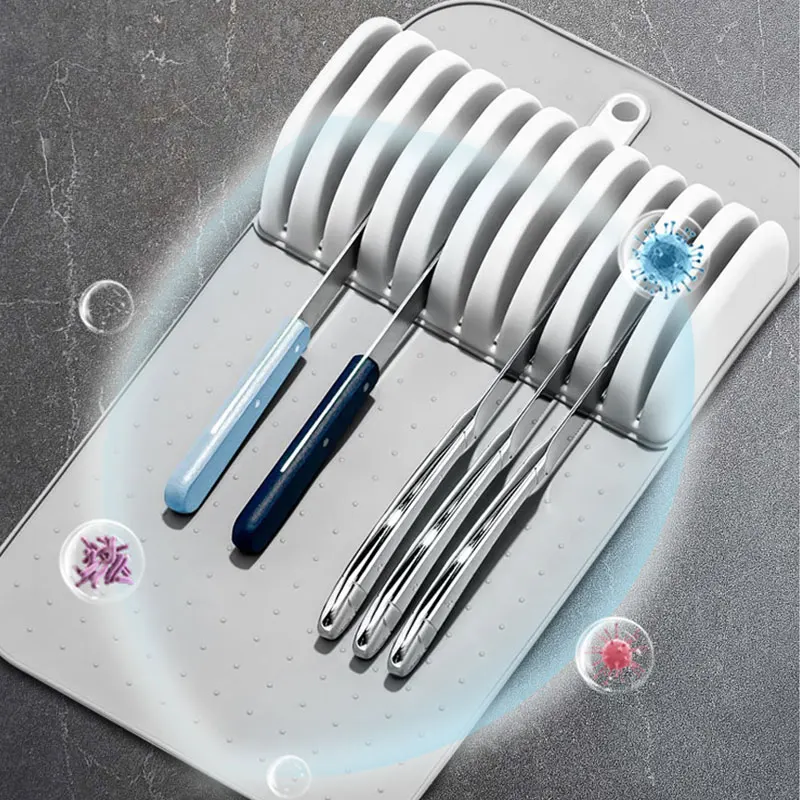 Large Knife Mat Non-Slip Drawer Knifes Organizer 5 Slots and 11 Slots Knives Holder Home Kitchen Organization
