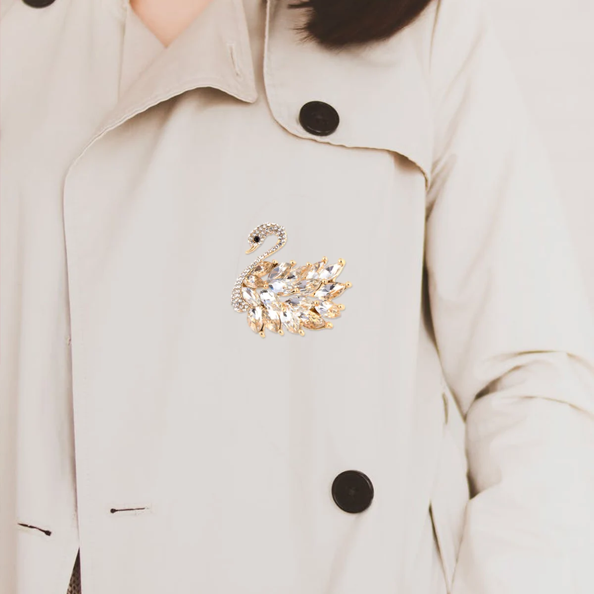 Брошь в форме лебедя с цирконами, свадебный аксессуар