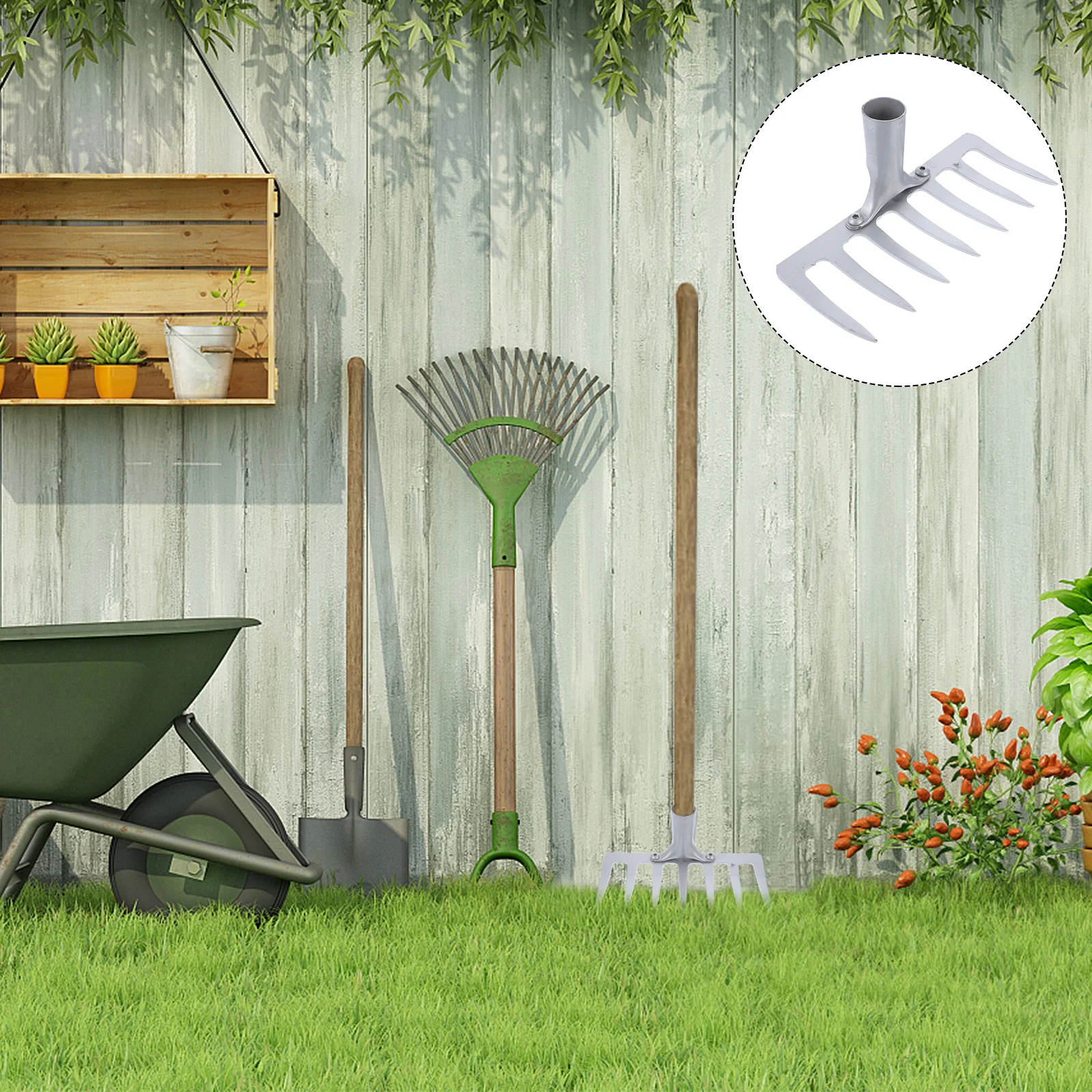 

1Pcs Steel Garden Rake Agricultural Tool for Weeding Loosening Digging Transplanting Pot Soil Fertilizer Gardening Cleaning