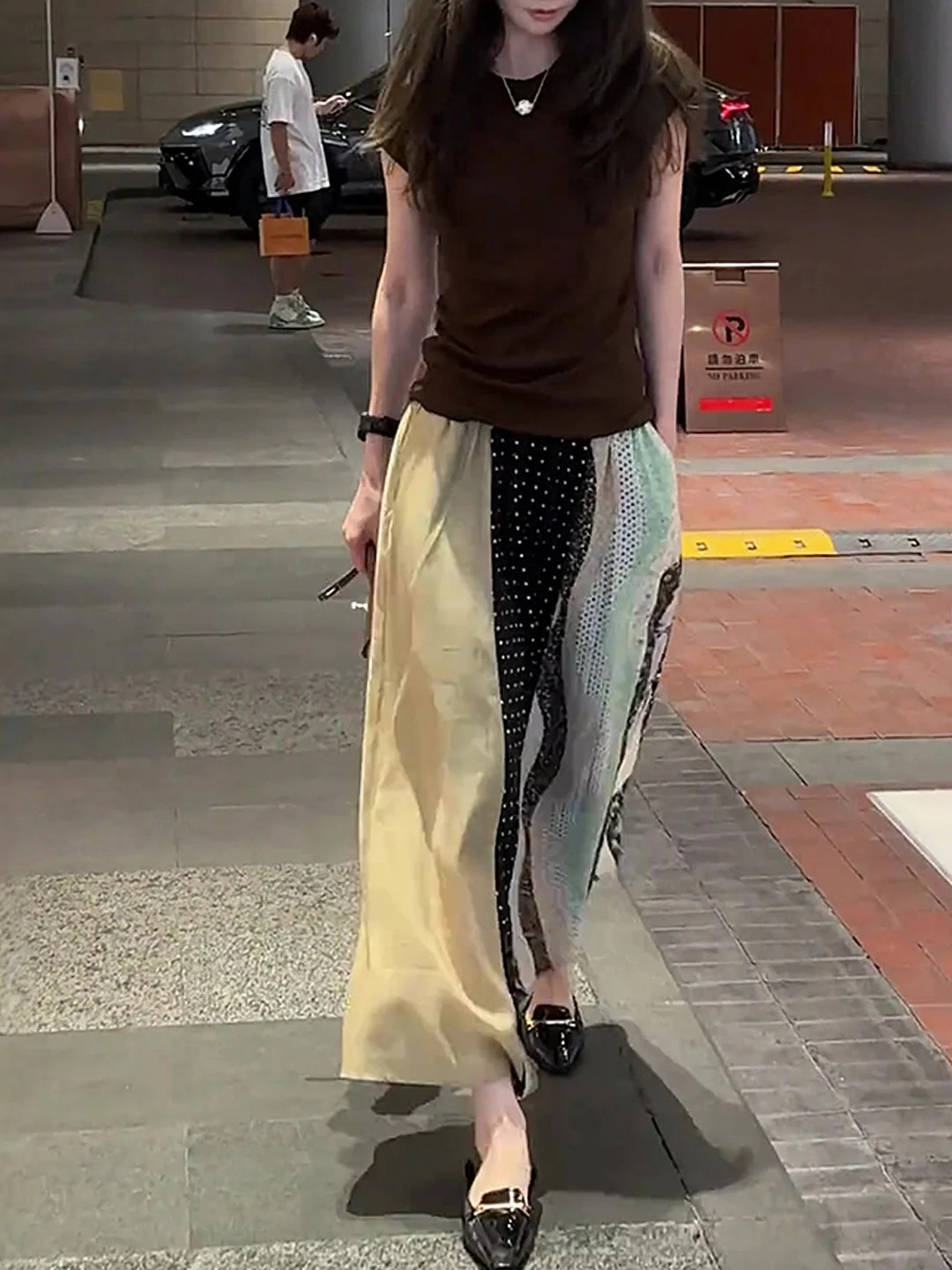 Color Blo Polka Dot ter Ne  Dr Women's Ele Unique Beautiful High Waist A-Line Long Skirt Summer New Arrival