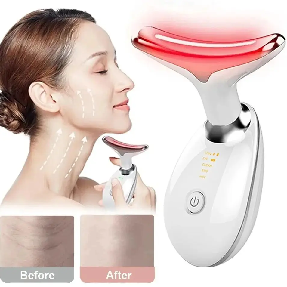 Facial Massager Ems Facial Microcurrent Anti-Aging Facial Massager Red Light Therapy Skin Tightening Neck Face Lifting Massager