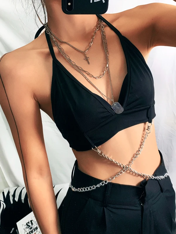 

Сексуальный укороченный топ, женский жилет с подвесным ремешком и v-образным вырезом, танцевальная одежда для бара, летняя коллекция 209